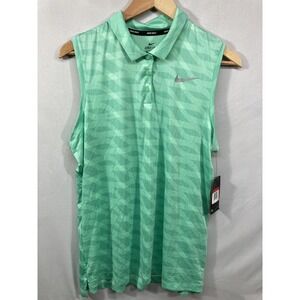 Nike Golf women's two-tone green print sleeveless fitness/golf shirt Sz Large